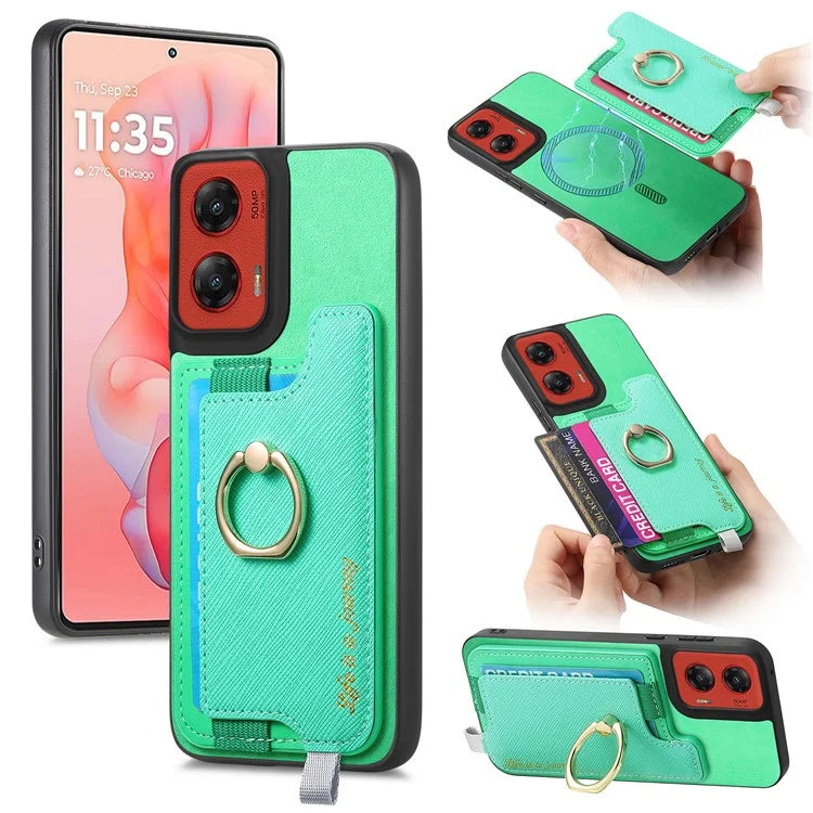 For Motorola Moto G 5G (2024) Case 2-in-1 Magnetic Detachable Card Holder Leather+TPU Phone Cover