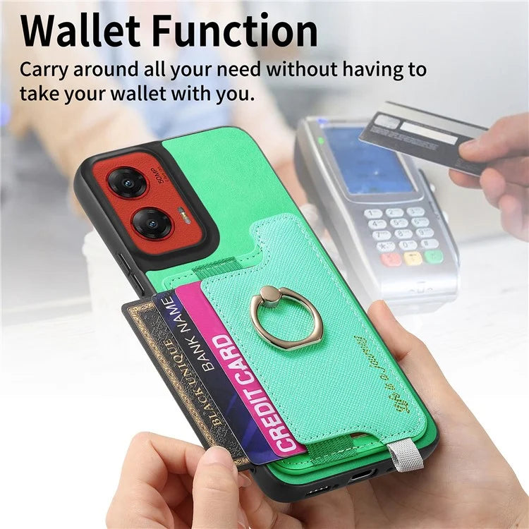 For Motorola Moto G 5G (2024) Case 2-in-1 Magnetic Detachable Card Holder Leather+TPU Phone Cover