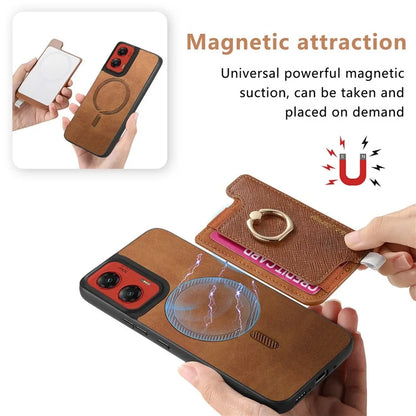 For Motorola Moto G 5G (2024) Case 2-in-1 Magnetic Detachable Card Holder Leather+TPU Phone Cover