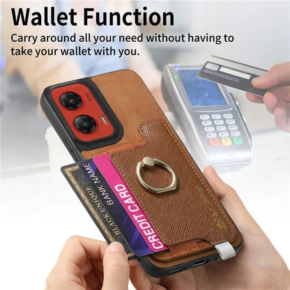 For Motorola Moto G 5G (2024) Case 2-in-1 Magnetic Detachable Card Holder Leather+TPU Phone Cover