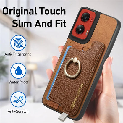 For Motorola Moto G 5G (2024) Case 2-in-1 Magnetic Detachable Card Holder Leather+TPU Phone Cover