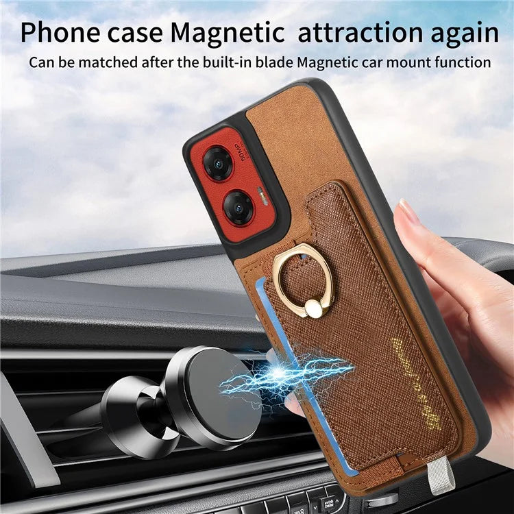 For Motorola Moto G 5G (2024) Case 2-in-1 Magnetic Detachable Card Holder Leather+TPU Phone Cover