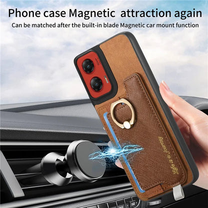 For Motorola Moto G 5G (2024) Case 2-in-1 Magnetic Detachable Card Holder Leather+TPU Phone Cover