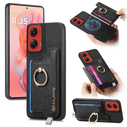 For Motorola Moto G 5G (2024) Case 2-in-1 Magnetic Detachable Card Holder Leather+TPU Phone Cover