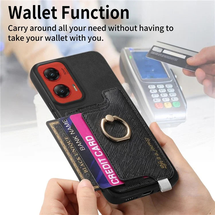 For Motorola Moto G 5G (2024) Case 2-in-1 Magnetic Detachable Card Holder Leather+TPU Phone Cover