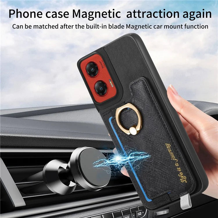 For Motorola Moto G 5G (2024) Case 2-in-1 Magnetic Detachable Card Holder Leather+TPU Phone Cover