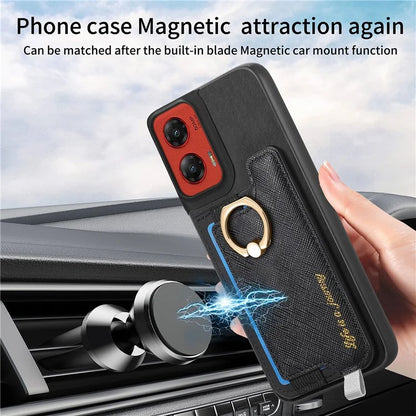 For Motorola Moto G 5G (2024) Case 2-in-1 Magnetic Detachable Card Holder Leather+TPU Phone Cover