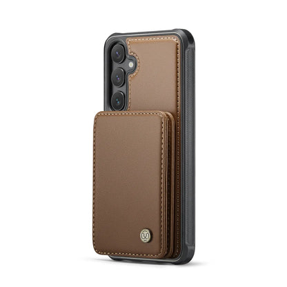 For Samsung Galaxy S23 FE Case JEEHOOD J05 Card Holder Kickstand Leather+TPU Phone Cover