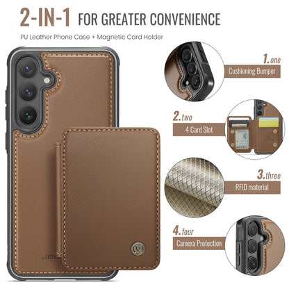 For Samsung Galaxy S23 FE Case JEEHOOD J05 Card Holder Kickstand Leather+TPU Phone Cover