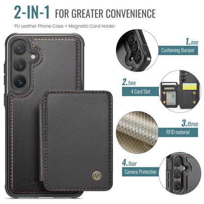 For Samsung Galaxy S23 FE Case JEEHOOD J05 Card Holder Kickstand Leather+TPU Phone Cover