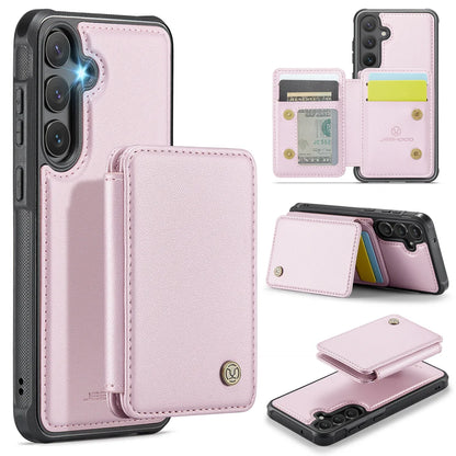 For Samsung Galaxy S23 FE Case JEEHOOD J05 Card Holder Kickstand Leather+TPU Phone Cover
