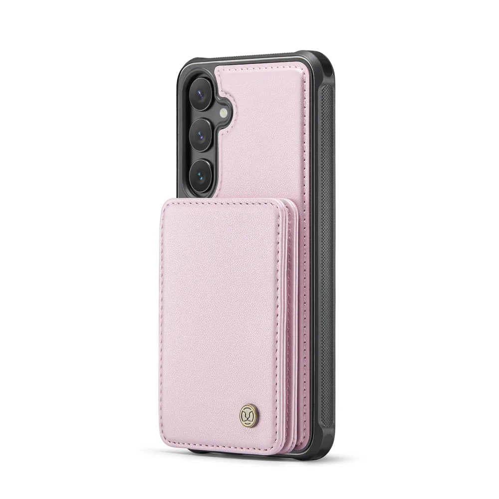 For Samsung Galaxy S23 FE Case JEEHOOD J05 Card Holder Kickstand Leather+TPU Phone Cover