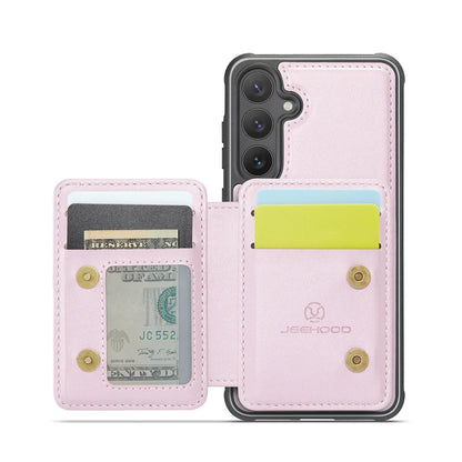 For Samsung Galaxy S23 FE Case JEEHOOD J05 Card Holder Kickstand Leather+TPU Phone Cover