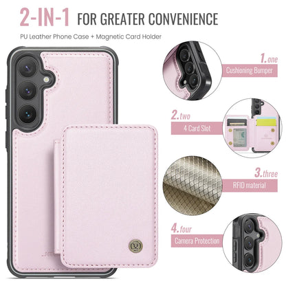 For Samsung Galaxy S23 FE Case JEEHOOD J05 Card Holder Kickstand Leather+TPU Phone Cover