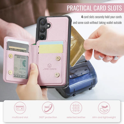 For Samsung Galaxy S23 FE Case JEEHOOD J05 Card Holder Kickstand Leather+TPU Phone Cover