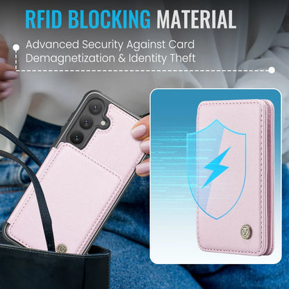 For Samsung Galaxy S23 FE Case JEEHOOD J05 Card Holder Kickstand Leather+TPU Phone Cover