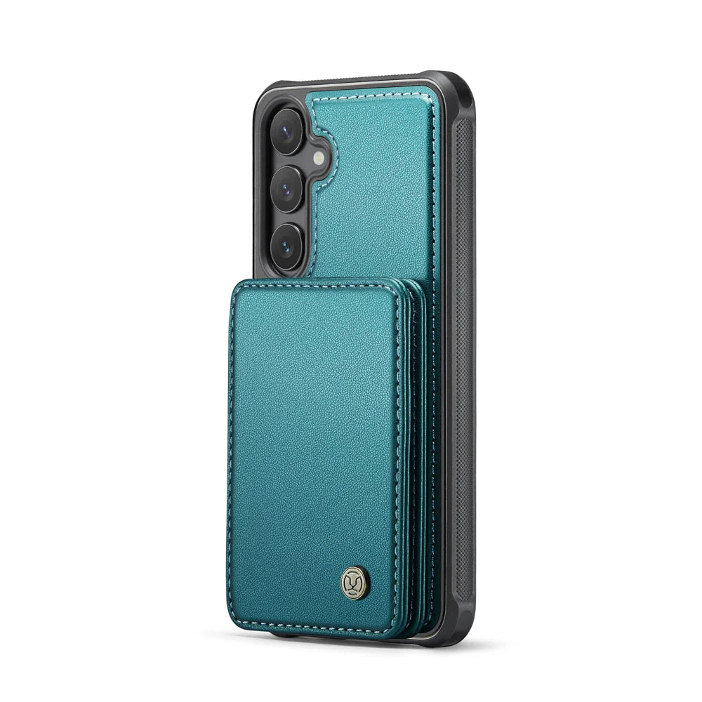 For Samsung Galaxy S23 FE Case JEEHOOD J05 Card Holder Kickstand Leather+TPU Phone Cover