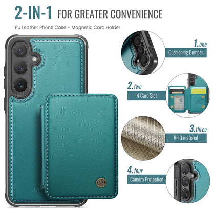 For Samsung Galaxy S23 FE Case JEEHOOD J05 Card Holder Kickstand Leather+TPU Phone Cover