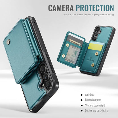 For Samsung Galaxy S23 FE Case JEEHOOD J05 Card Holder Kickstand Leather+TPU Phone Cover