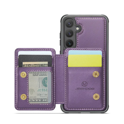 For Samsung Galaxy S23 FE Case JEEHOOD J05 Card Holder Kickstand Leather+TPU Phone Cover
