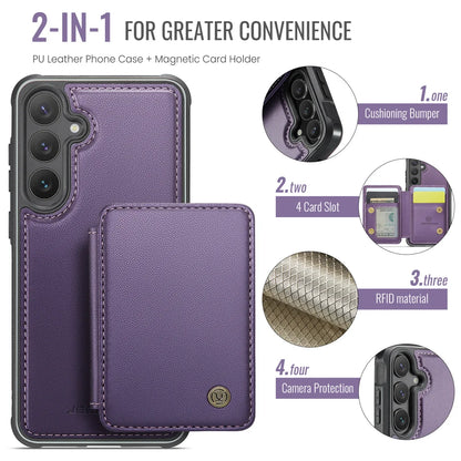 For Samsung Galaxy S23 FE Case JEEHOOD J05 Card Holder Kickstand Leather+TPU Phone Cover