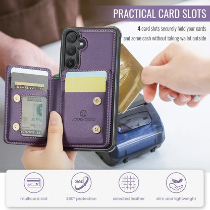 For Samsung Galaxy S23 FE Case JEEHOOD J05 Card Holder Kickstand Leather+TPU Phone Cover