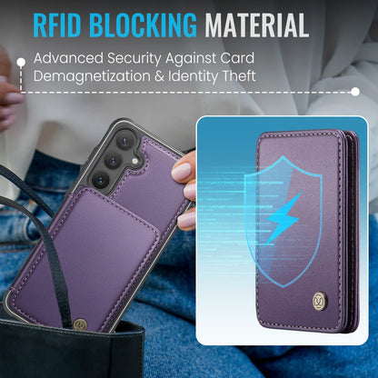 For Samsung Galaxy S23 FE Case JEEHOOD J05 Card Holder Kickstand Leather+TPU Phone Cover