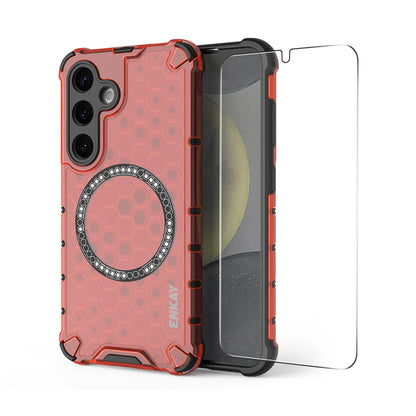 For Samsung Galaxy S23+ ENKAY Hat-Prince Magnetic Case Honeycomb Design TPU+PC Phone Cover + 0.18mm Screen Protector