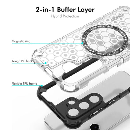 For Samsung Galaxy S23+ ENKAY Hat-Prince Magnetic Case Honeycomb Design TPU+PC Phone Cover + 0.18mm Screen Protector