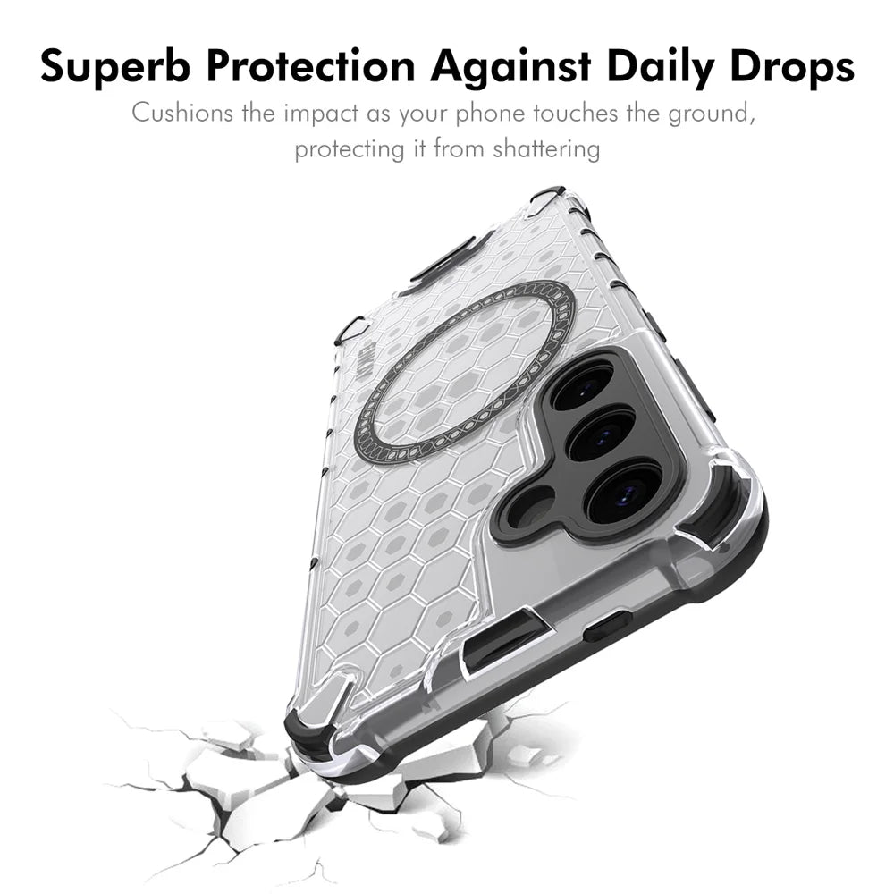 For Samsung Galaxy S23+ ENKAY Hat-Prince Magnetic Case Honeycomb Design TPU+PC Phone Cover + 0.18mm Screen Protector