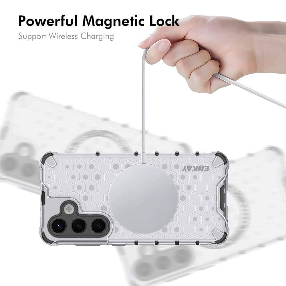 For Samsung Galaxy S23+ ENKAY Hat-Prince Magnetic Case Honeycomb Design TPU+PC Phone Cover + 0.18mm Screen Protector