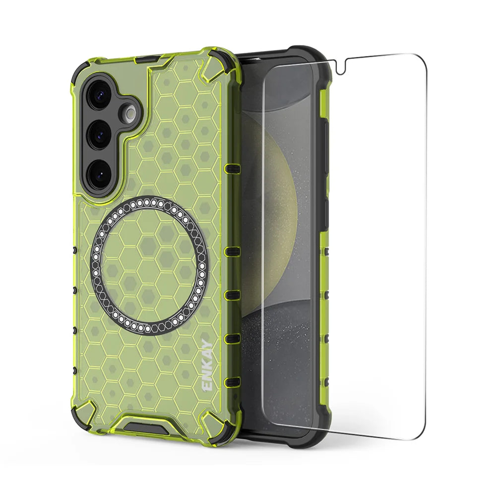 For Samsung Galaxy S23+ ENKAY Hat-Prince Magnetic Case Honeycomb Design TPU+PC Phone Cover + 0.18mm Screen Protector