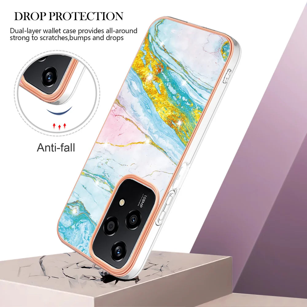 For Honor 200 Lite Case YB IMD Series-2 Style-B IMD Marble Pattern TPU Back Cover