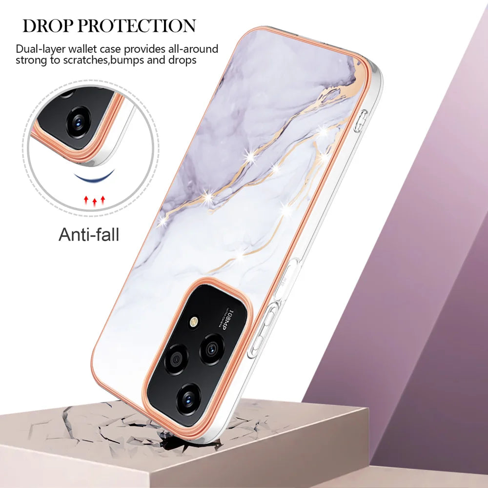For Honor 200 Lite Case YB IMD Series-2 Style-B IMD Marble Pattern TPU Back Cover