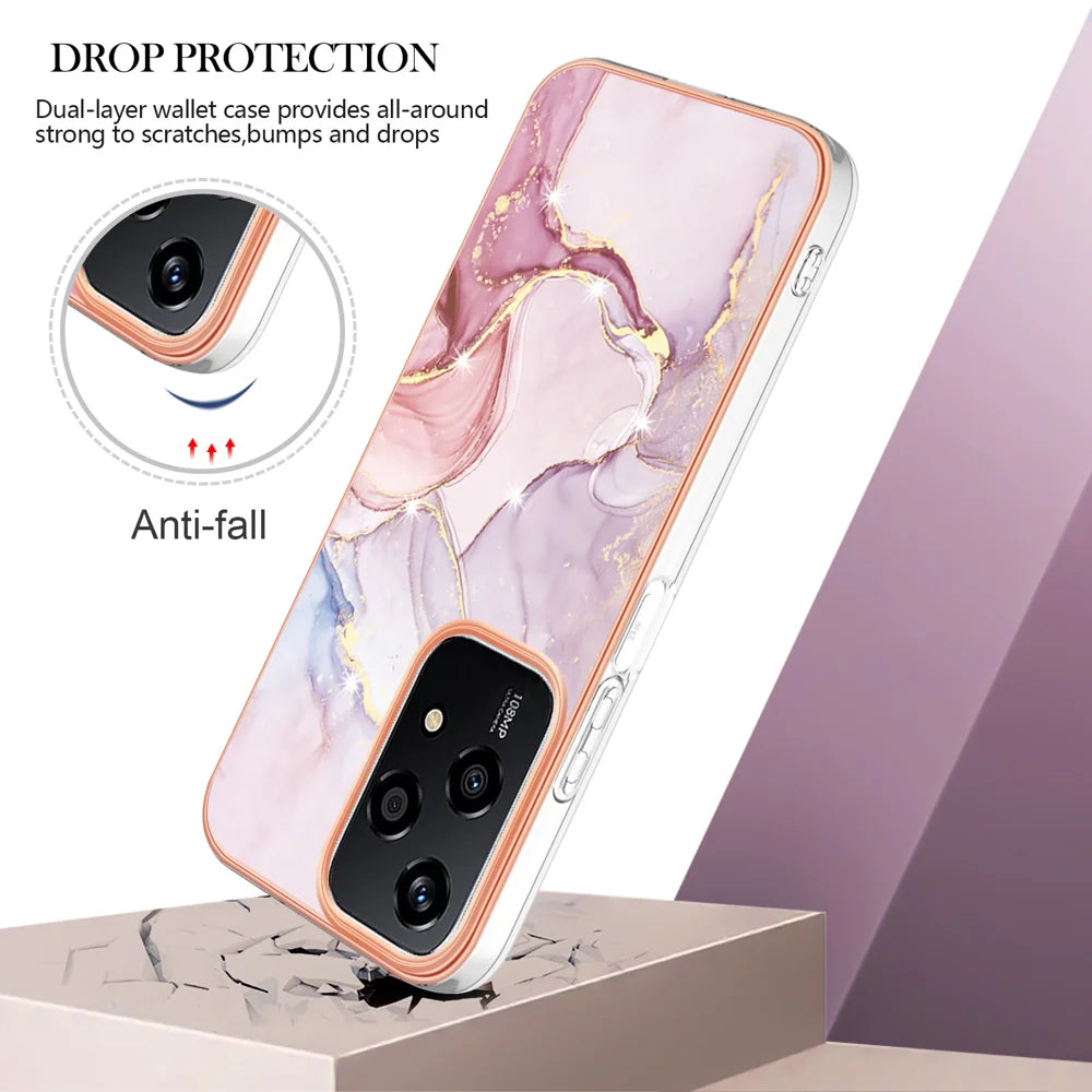 For Honor 200 Lite Case YB IMD Series-2 Style-B IMD Marble Pattern TPU Back Cover