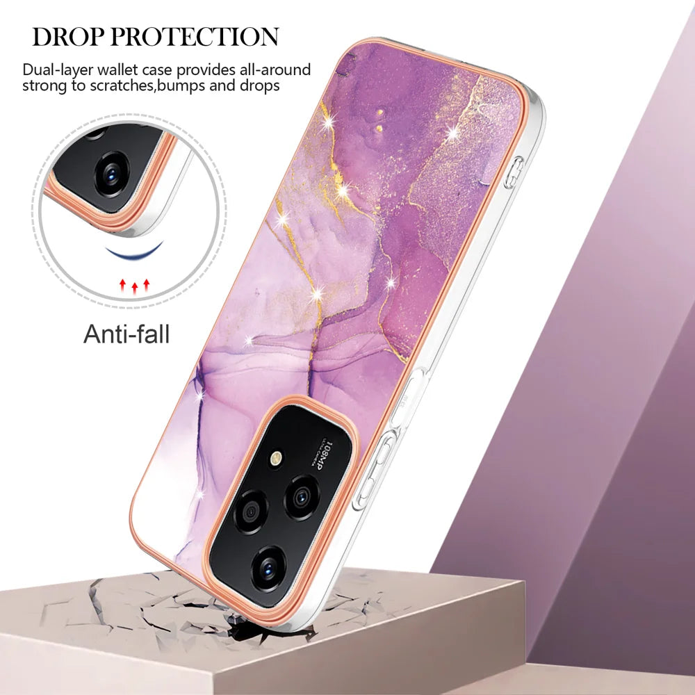 For Honor 200 Lite Case YB IMD Series-2 Style-B IMD Marble Pattern TPU Back Cover