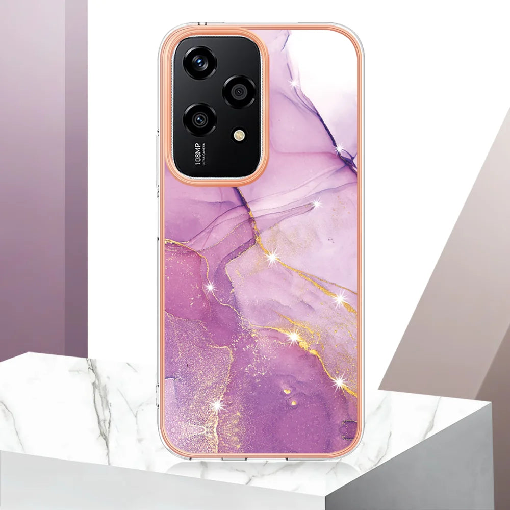 For Honor 200 Lite Case YB IMD Series-2 Style-B IMD Marble Pattern TPU Back Cover