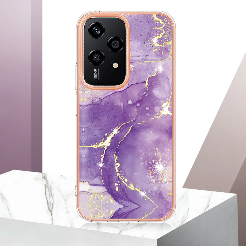 For Honor 200 Lite Case YB IMD Series-2 Style-B IMD Marble Pattern TPU Back Cover