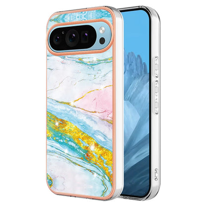 For Google Pixel 9 Pro / Google Pixel 9 Case YB IMD Series-2 Style-B IMD Marble Pattern TPU Back Cover