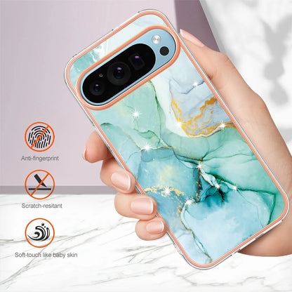 For Google Pixel 9 Pro / Google Pixel 9 Case YB IMD Series-2 Style-B IMD Marble Pattern TPU Back Cover