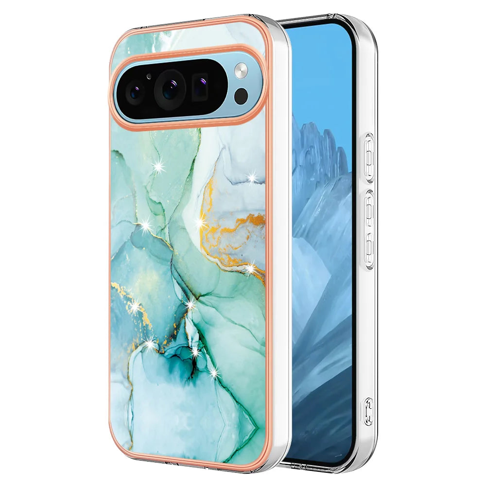 For Google Pixel 9 Pro XL Case YB IMD Series-2 Style-B IMD Marble Pattern TPU Back Cover