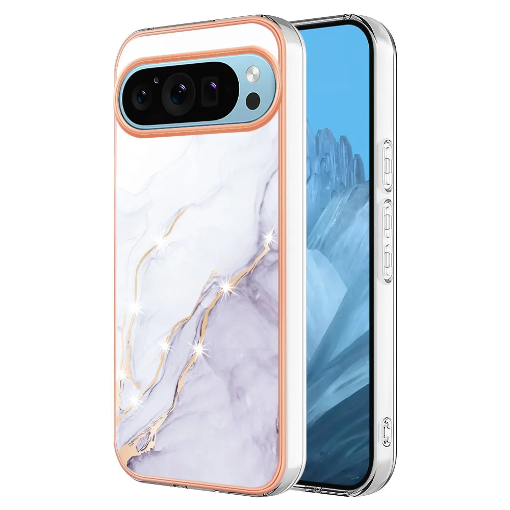 For Google Pixel 9 Pro XL Case YB IMD Series-2 Style-B IMD Marble Pattern TPU Back Cover