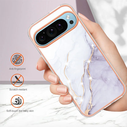 For Google Pixel 9 Pro XL Case YB IMD Series-2 Style-B IMD Marble Pattern TPU Back Cover