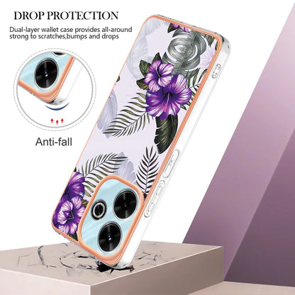 For Xiaomi Redmi 13 4G Case YB IMD Series-1 Style-A  IMD Marble Flower Pattern TPU Phone Cover