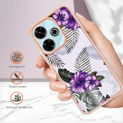 For Xiaomi Redmi 13 4G Case YB IMD Series-1 Style-A  IMD Marble Flower Pattern TPU Phone Cover