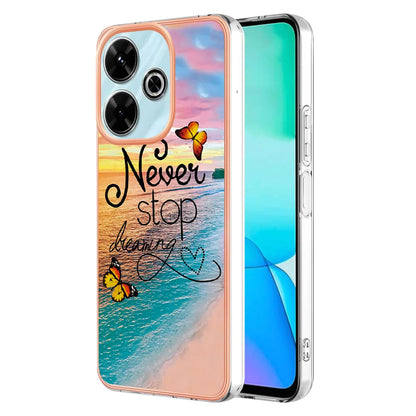 For Xiaomi Redmi 13 4G Case YB IMD Series-1 Style-A  IMD Marble Flower Pattern TPU Phone Cover