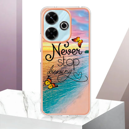 For Xiaomi Redmi 13 4G Case YB IMD Series-1 Style-A  IMD Marble Flower Pattern TPU Phone Cover