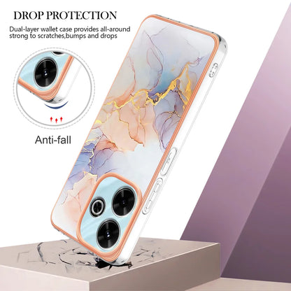 For Xiaomi Redmi 13 4G Case YB IMD Series-1 Style-A  IMD Marble Flower Pattern TPU Phone Cover