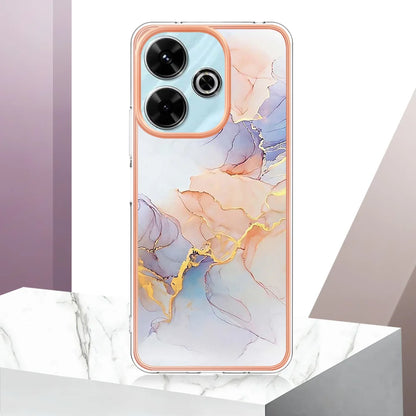 For Xiaomi Redmi 13 4G Case YB IMD Series-1 Style-A  IMD Marble Flower Pattern TPU Phone Cover