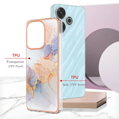 For Xiaomi Redmi 13 4G Case YB IMD Series-1 Style-A  IMD Marble Flower Pattern TPU Phone Cover